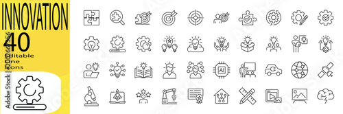 Innovation icon set. Editable stroke.