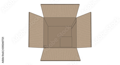 Open Cardboard Box Top View Empty Packaging Ready for Contents