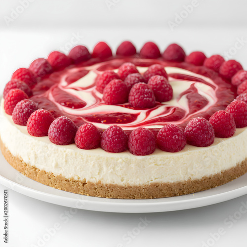 White chocolate cheesecake with raspberry topping