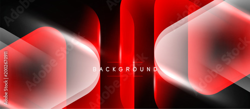 Abstract red, white design. Dynamic curves create modern visual impact. Dark background emphasizes bright shapes, gradients.