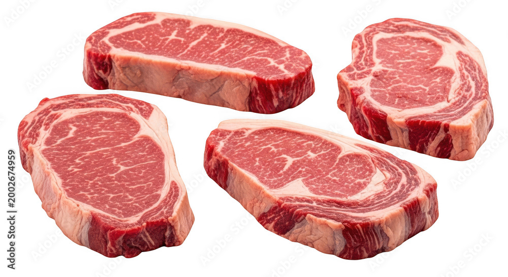 Fototapeta premium Raw beef steaks on white