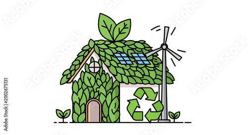 Eco Friendly House with Solar Panels.