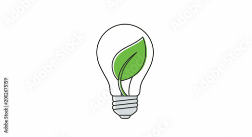 Eco friendly light bulb with leaf.