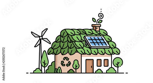 Eco Friendly House with Solar Panel.