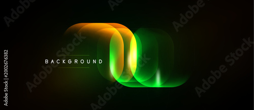 Abstract dynamic lines create glowing shape. Dark background emphasizes vibrant color gradients, modern design element.