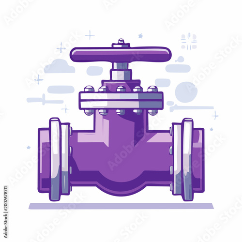 Purple Industrial Gate Valve Illustration