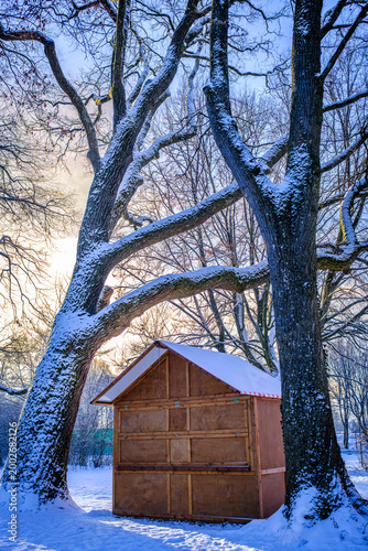 typical sales booth at a christmas market