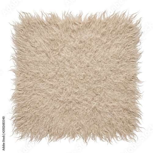 Cuadro en lienzo Beige shaggy faux fur fabric swatch on transparent background