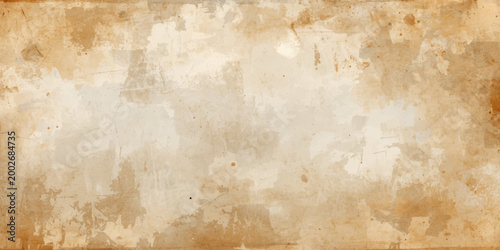 Foto Worn brown parchment and aged paper texture with a stained grunge design and a r