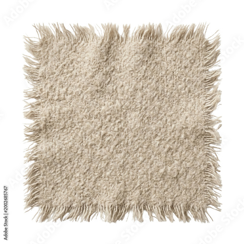 Konstfotografi Beige shaggy wool fabric swatch with frayed edges