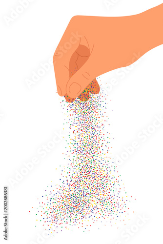 Hand Scattering Microplastics Pollution Concept Illustration
