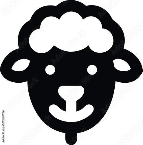 Принти на полотні Cute sheep or lamb head engraving style vector illustration