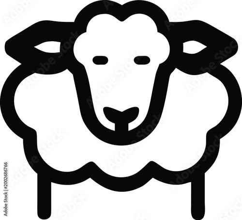 Tableau sur toile Cute sheep or lamb head engraving style vector illustration