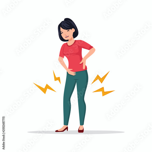 Woman experiencing abdominal pain and discomfort