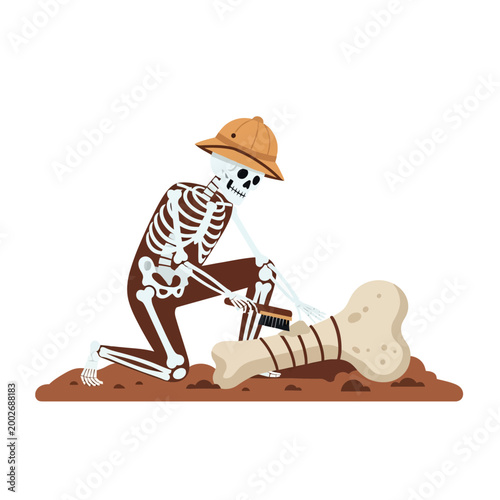 Halloween Skeleton Archaeologist Vector