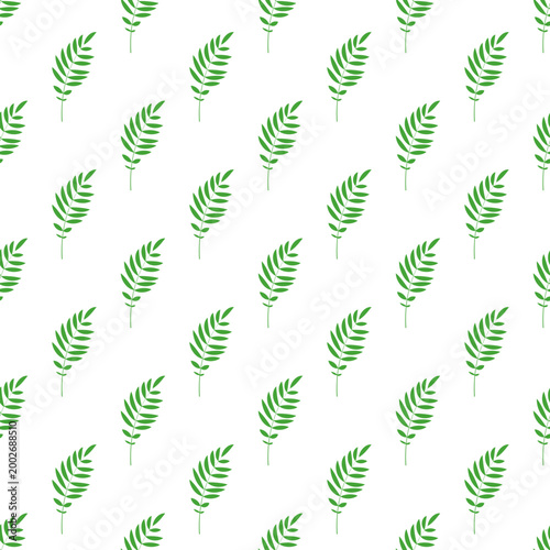 Seamless pattern of green leaves on a transparent background