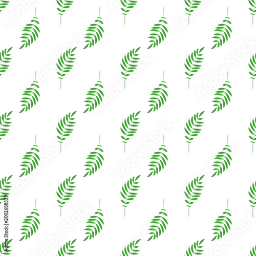 Seamless pattern of green leaves on a transparent background