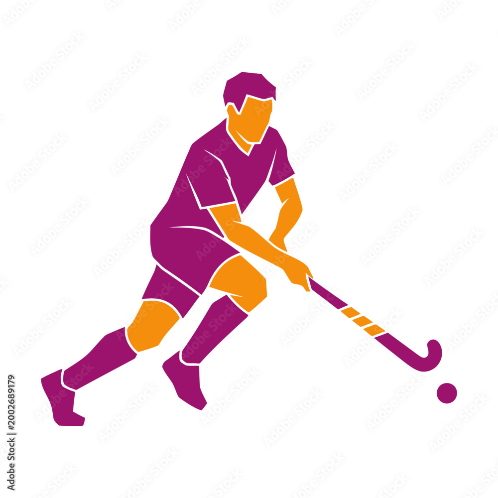 Fototapeta premium Field Hockey Player Action Silhouette Graphic.
