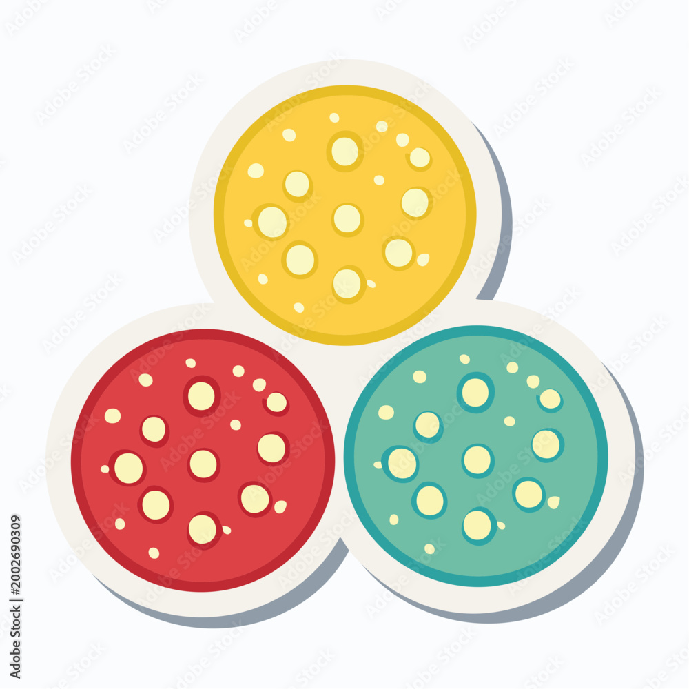 Fototapeta premium Three Colorful Slices of Salami