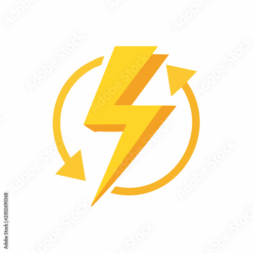Free Download Yellow lightning bolt symbol with circular arrows - GFXLoad