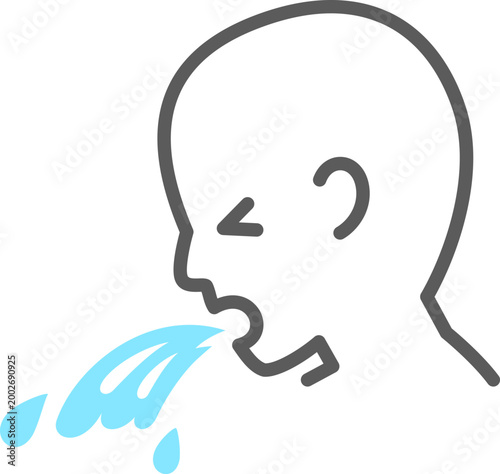 嘔吐する人物の横顔のデフォルメイラスト