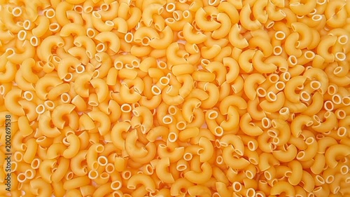 Elbow Macaroni Pasta Rotating Background, Uncooked Elbow Macaroni Pasta Ingredient, Food Background