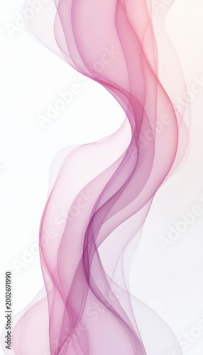 Flowing abstract pink waves create a soft elegant background. Gentle curves suggest movement and grace, perfect for branding or design elements. Delicate wisps of color add a touch of modern style.