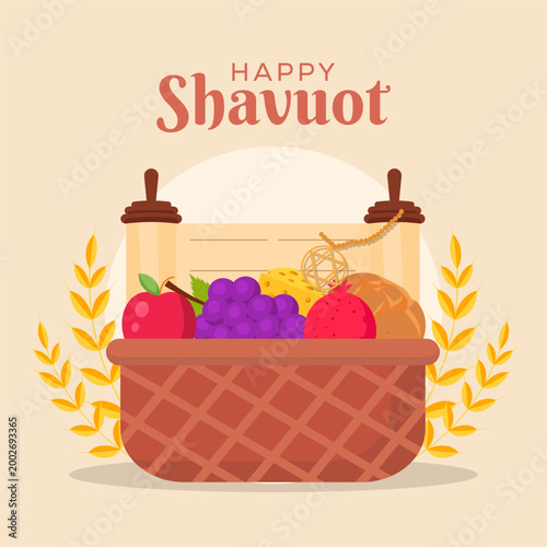 shavuot jewish holiday illustration in flat design style