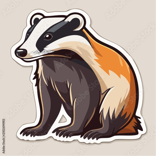 Stylized Illustration of a Badger