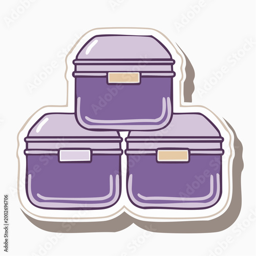Stack of three purple storage containers