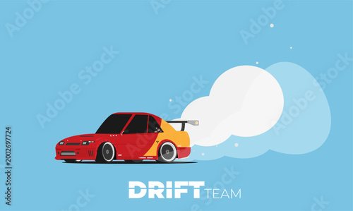 Vector racing car isolated on color background
