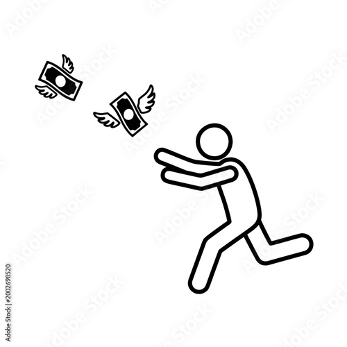 お金を追いかける人物のラインアイコン