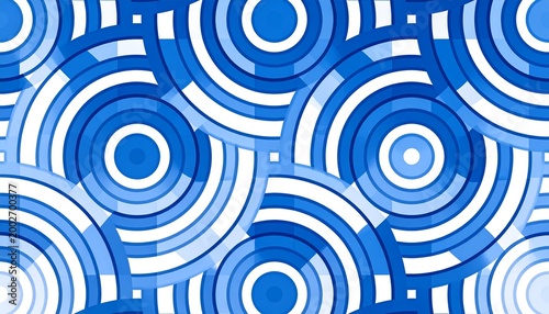 Concentric blue white circles geometric rhythmic pattern