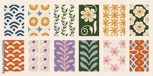 floral pattern collection colorful botanical inspired vector illustration