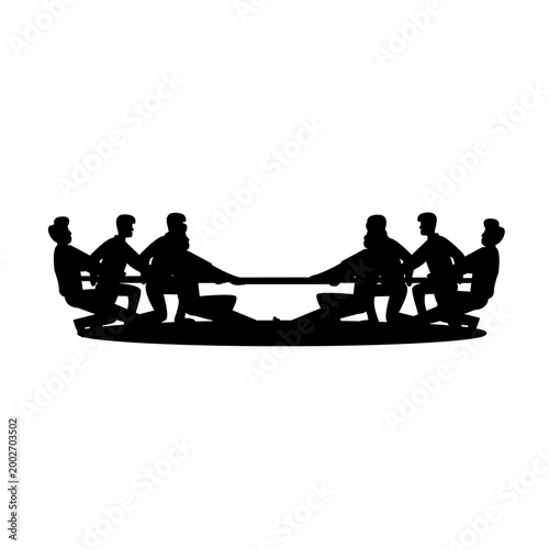 Strong Teamwork Tug of War Vector Illustration for Business Competition Concept