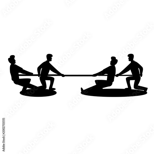 Strong Teamwork Tug of War Vector Illustration for Business Competition Concept