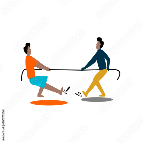 Strong Teamwork Tug of War Vector Illustration for Business Competition Concept