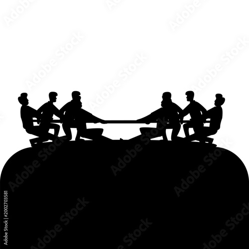Strong Teamwork Tug of War Vector Illustration for Business Competition Concept
