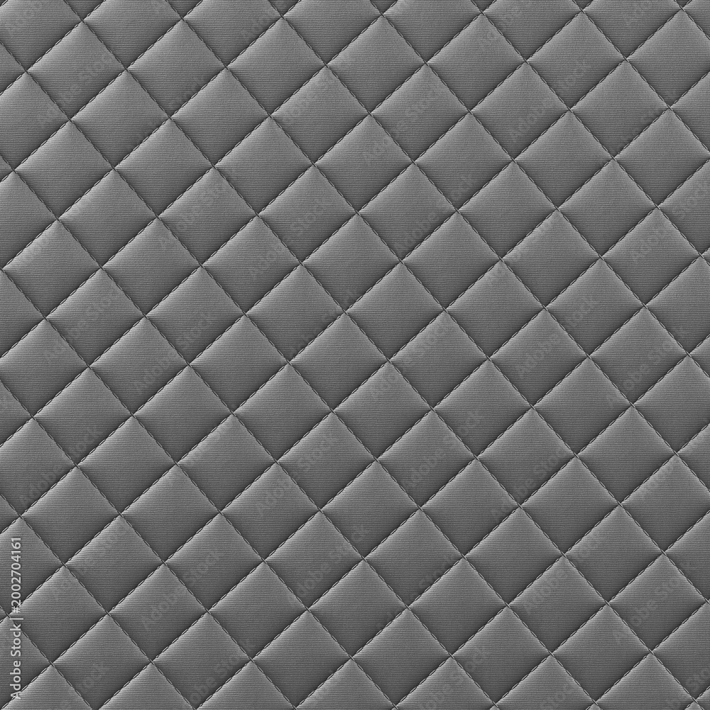 Obraz premium Dark Gray Quilted Textile Background with Symmetrical Diamond Stitching Pattern Macro Illustration