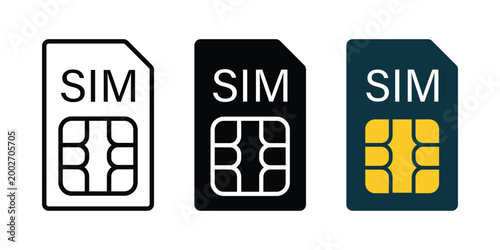SIM icon. mobile phone network connection device sim card symbol for app, UI and design element. Transparent PNG and vector