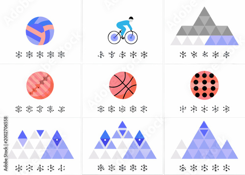 flat design vector illustrations of sports and geometric shapes