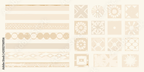 geometric decorative pattern collection beige and cream tones