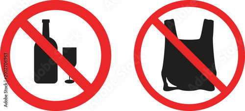 Prohibited icon set collection group featuring restriction warning ban symbol with clean modern design for safety security alert interface element signage usability and universal communication visual.