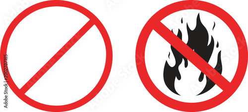 Prohibited icon set collection group featuring restriction warning ban symbol with clean modern design for safety security alert interface element signage usability and universal communication visual.