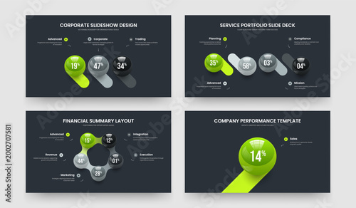 Enterprise Campaign Three Four Five One Element Infographic Slideshow Design Vector Illustration Bundle. Professional Analysis 3 4 5 1 Step Diagram Slide Layout Collection.