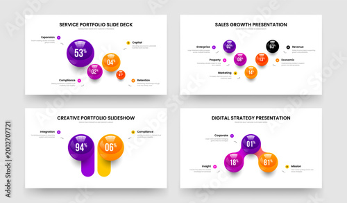 Simple Introduction Four Five Two Three Option Graph Slide Layout Vector Illustration Bundle. Marketing Solution 4 5 2 3 Step Diagram Presentation Template Set.
