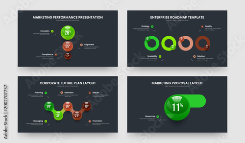 Elegant Briefing Three Four Five One Step Chart Slide Template Vector Illustration Bundle. Advertising Growth 3 4 5 1 Element Graph Frame Layout Set.