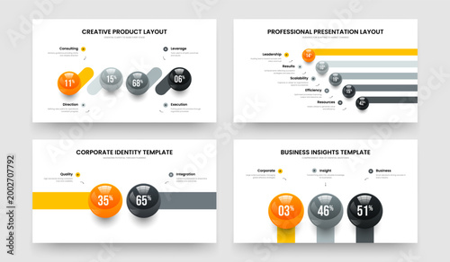 Advertising Review Four Five Two Three Step Infographic Slide Layout Vector Illustration Bundle. Sales Performance 4 5 2 3 Element Chart Slideshow Template Collection.