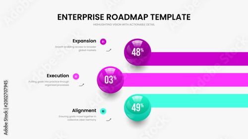 Service Report 3 Option Chart Slide Design. Modern Innovation Three Element Graph Slideshow Layout. Market Performance Presentation Template Vector Illustration.