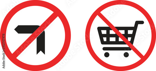 Prohibited icon set collection group featuring restriction warning ban symbol with clean modern design for safety security alert interface element signage usability and universal communication visual.